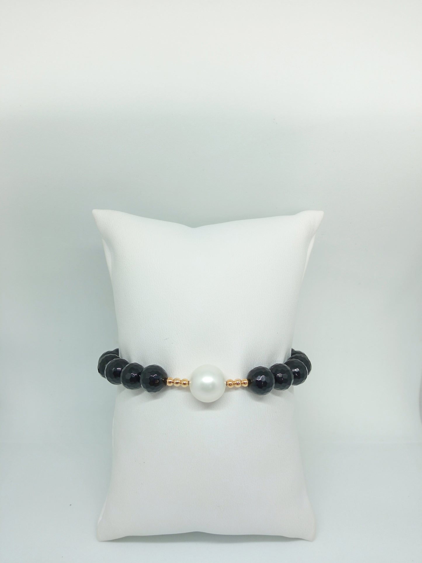 Pulseira Ajustável em Ágata Preta