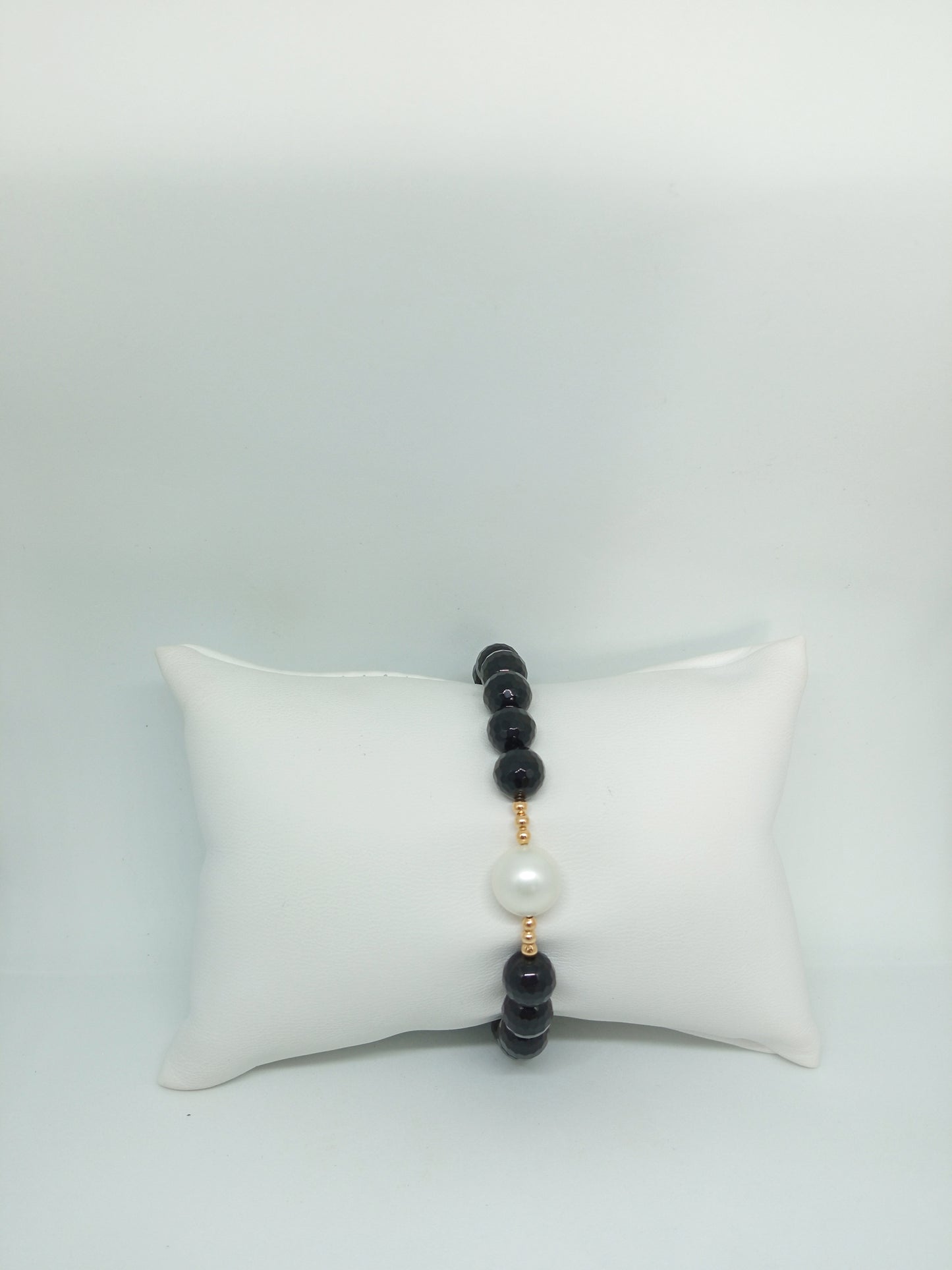 Pulseira Ajustável em Ágata Preta