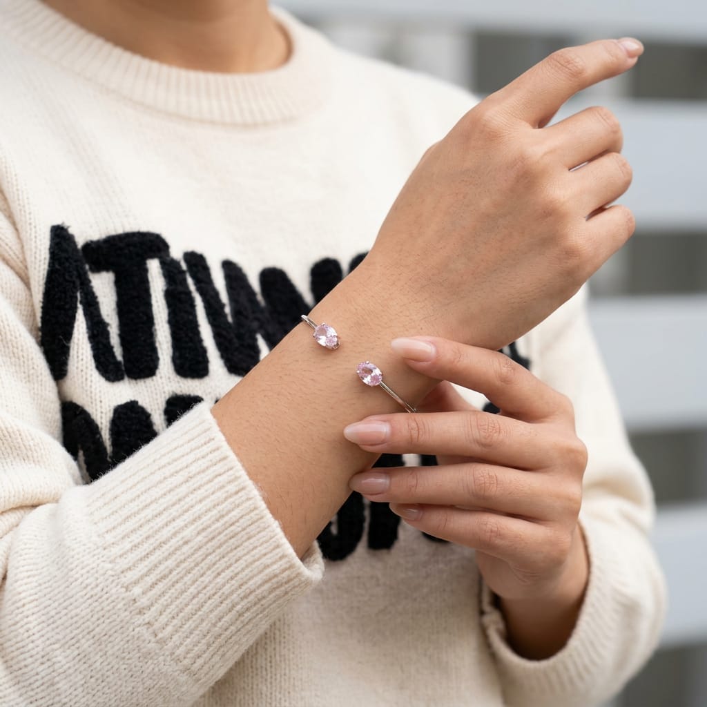Bracelete com Cristais Rosa