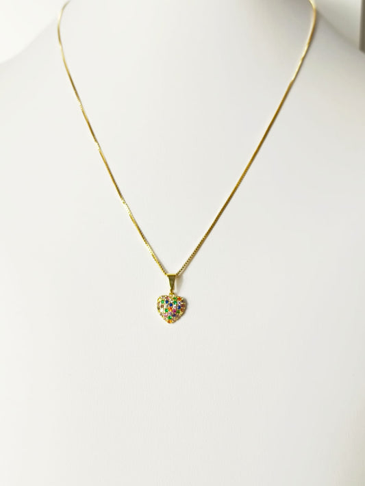 Corrente Pingente Coração Colors