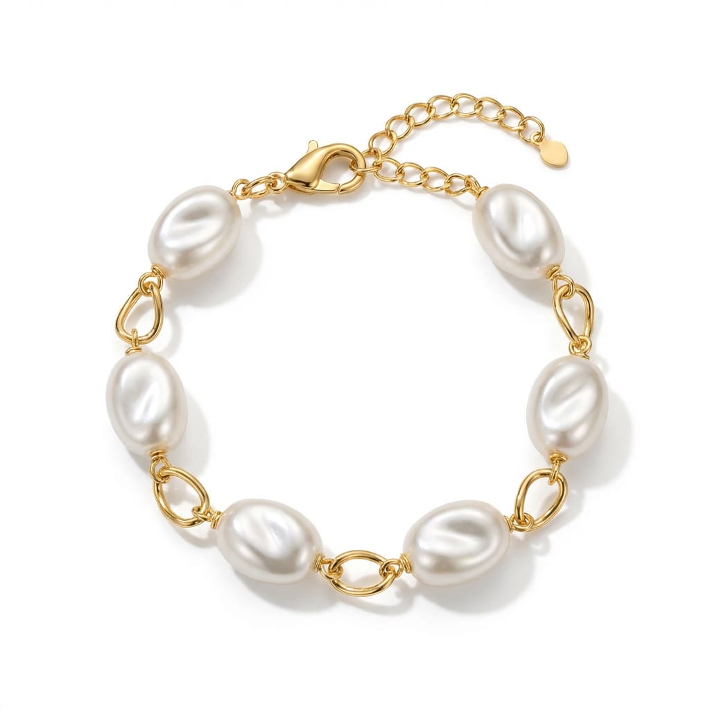 Pulseira Pérolas e Elo Dourado