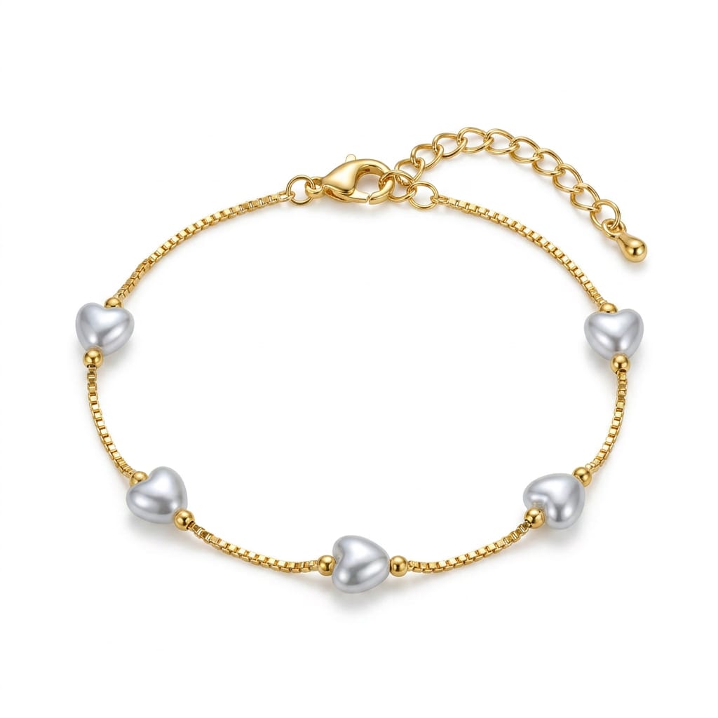 Pulseira com Pérola Coração